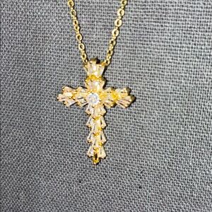 Stunning New Style 18 k Gold Copper Plated Cross Necklace